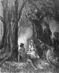 Chactas e Atala, de &39;Atala&39; de François Rene Vicomte de Chateaubriand (1768-1848) gravada por Charles Laplante (d.1903) c.1868